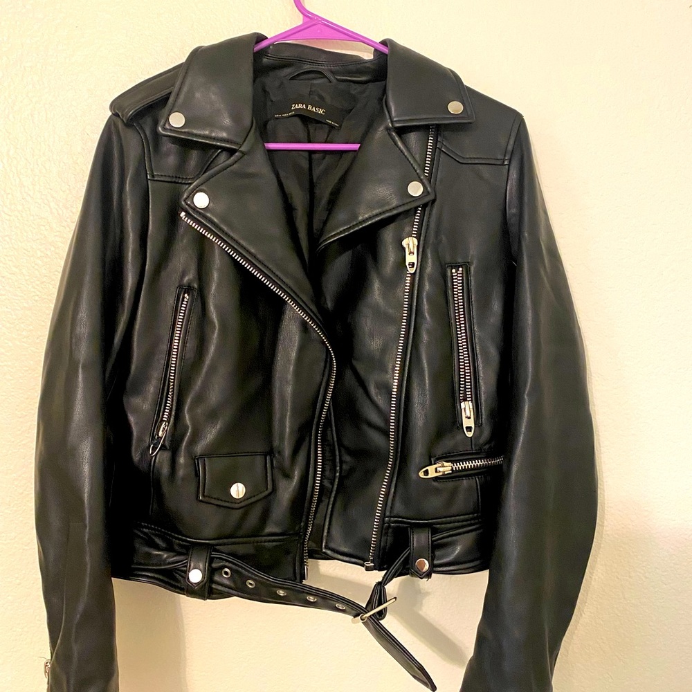 Vegan leather Zara motorcycle jacket